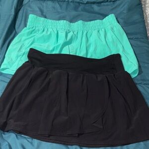 2 - Xersion- Black Skort and Teal Active Short w liner - Women's Athletic Skirt